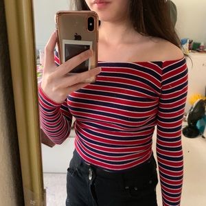 Off the shoulder striped top